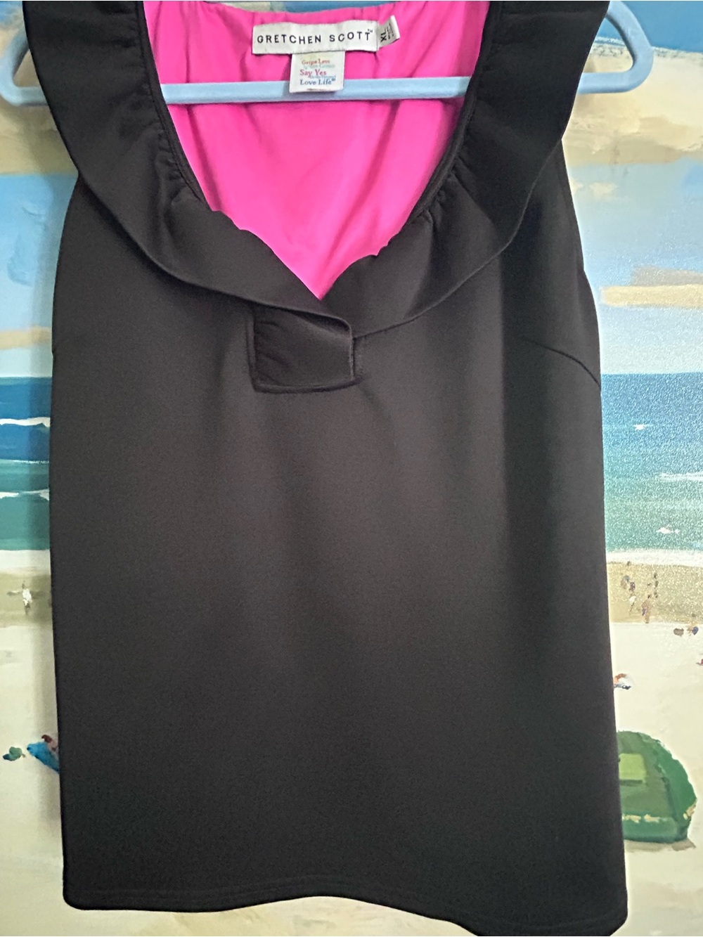 Gretchen Scott Designs Black Shell Top withPink Lining XL